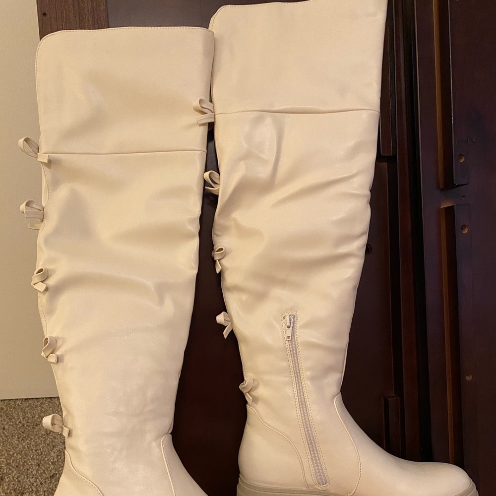 Ladies size 7.5 Long Boots. Color is Bone. BRAND NEW IN BOX